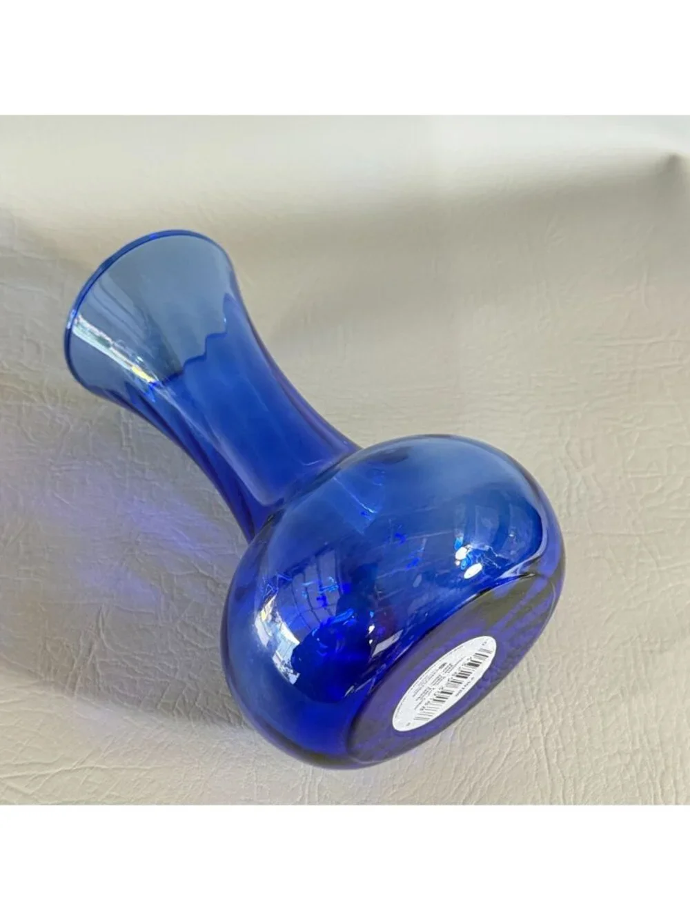 Vintage Indiana Glass Illusions Cobalt Blue Bud Vase Hourglass Onion Bulb 7.8